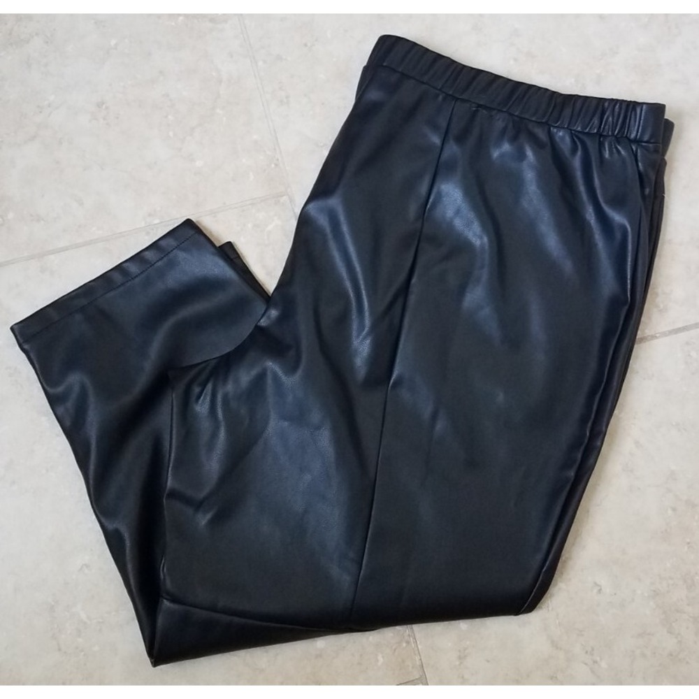 Denise Bidot‎ x Sonoma Women Black Faux Leather Pants Plus Size 4X NEW